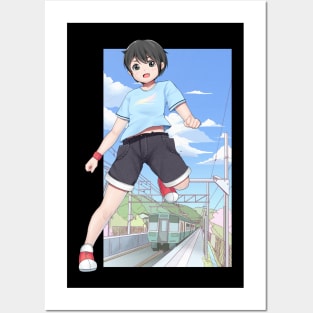 Anime boy running in Train Station Posters and Art